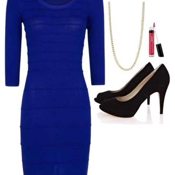 MICHELE BOHBOT, CERULEAN DRESS.          SIZE: 14 - Picture 5 of 16